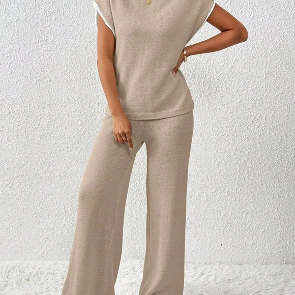 Camel Casual Women's Contrasting Color Drawstring Knitted Set - Picture 6 of 7